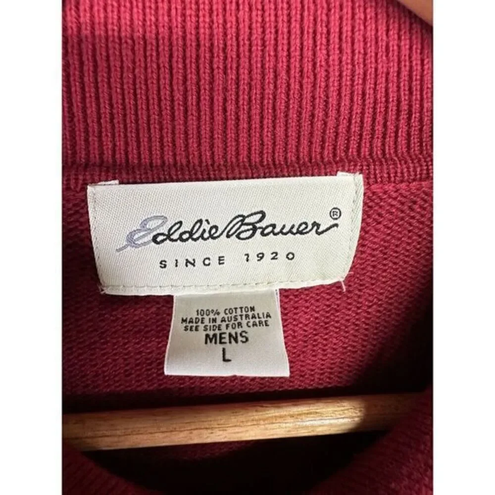 Eddie‎ Bauer Men's Ribbed Knit Henley Polo Sweater Red Size Large Australia